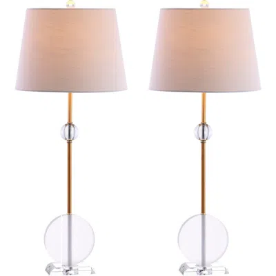 JONATHAN Y JONATHAN Y SPENCER 34" CRYSTAL/METAL LED TABLE LAMP, BRASS