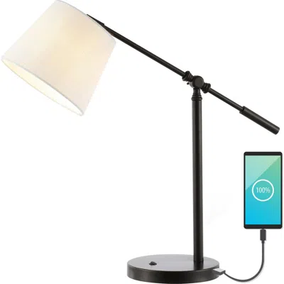 JONATHAN Y JONATHAN Y TROY 24" CLASSIC CONTEMPORARY IRON LED TASK LAMP WITH USB CHARGING PORT, OIL RUBBED BRONZ