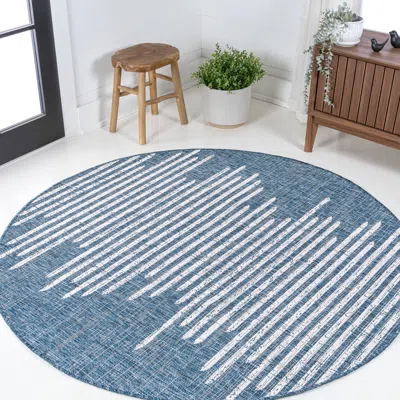 JONATHAN Y ZOLAK BERBER STRIPE GEOMETRIC INDOOR/OUTDOOR ROUND AREA RUG