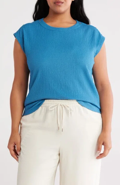 JONES NEW YORK JONES NEW YORK BUTTON ACCENT CAP SLEEVE TOP