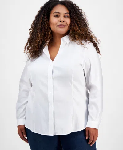 JONES NEW YORK PLUS SIZE COTTON BUTTON-FRONT SHIRT