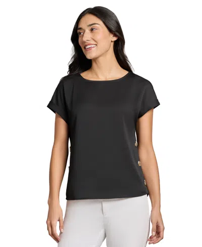 JONES NEW YORK WOMEN'S SIDE-BUTTON SHORT-SLEEVE TOP