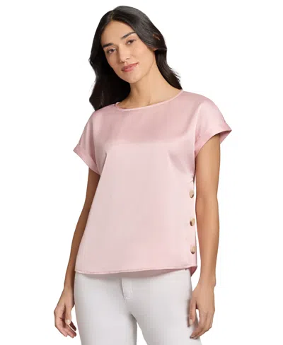 JONES NEW YORK WOMEN'S SIDE-BUTTON SHORT-SLEEVE TOP