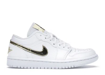 JORDAN 1 LOW (WOMEN'S) SNEAKERS IN WHITE/METALLIC GOLD
