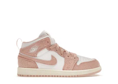 JORDAN 1 MID SE SNEAKERS IN WHITE/SAIL/LEGEND PINK