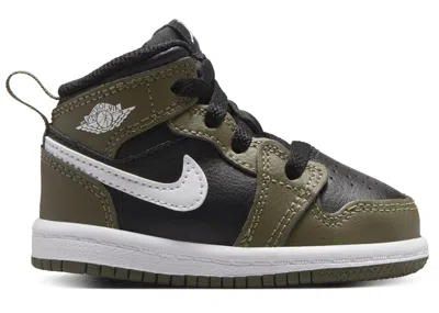 JORDAN 1 MID SNEAKERS IN BLACK/MEDIUM OLIVE/WHITE