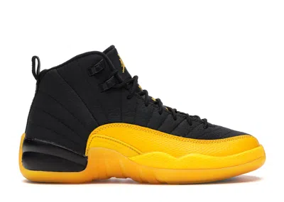 JORDAN 12 RETRO SNEAKERS IN BLACK/UNIVERSITY GOLD
