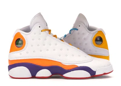 JORDAN 13 RETRO PLAYGROUND SNEAKERS IN WHITE/BLACK/COURT PURPLE