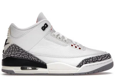 JORDAN 3 RETRO WHITE CEMENT REIMAGINED SNEAKERS IN SUMMIT WHITE/FIRE RED/BLACK