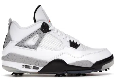 JORDAN 4 RETRO GOLF CEMENT SNEAKERS IN WHITE/TECH GREY/BLACK