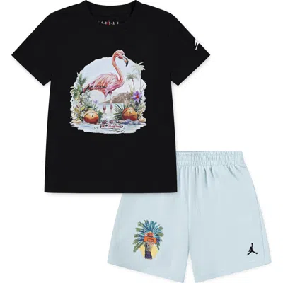 JORDAN JORDAN KIDS' FLAMINGO GRAPHIC T-SHIRT & KNIT SHORTS SET