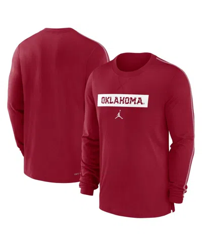 JORDAN MEN'S CRIMSON OKLAHOMA SOONERS 2024 SIDELINE PLAYER TRI-BLEND PERFORMANCE LONG SLEEVE T-SHIRT