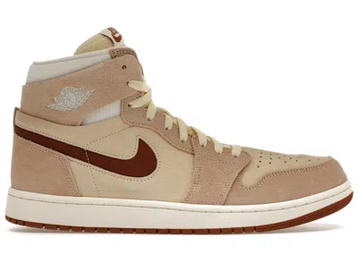 JORDAN MEN'S JORDAN 1 HIGH ZOOM AIR CMFT 2 LEGEND COFFEE SNEAKERS IN SAIL/LEGEND MEDIUM BROWN/FOSSIL