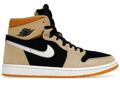 JORDAN MEN'S JORDAN 1 HIGH ZOOM AIR CMFT PUMPKIN SPICE SNEAKERS IN BLACK/ORANGE/WHITE