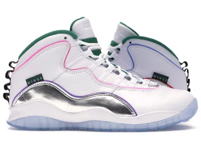 JORDAN MEN'S JORDAN 10 RETRO WINGS SNEAKERS IN WHITE/CLOVER/CHROME
