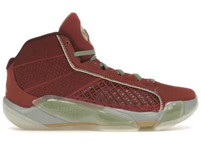 JORDAN MEN'S JORDAN 38 YEAR OF THE DRAGON (TRANSLUCENT SOLE) SNEAKERS IN CEDAR/METALLIC GOLD GRAIN/LIGHT PU