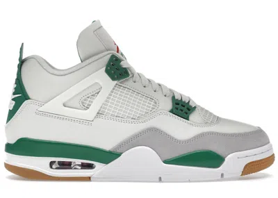 JORDAN MEN'S JORDAN 4 RETRO SB SNEAKERS IN SAIL/PINE GREEN/NEUTRAL GREY