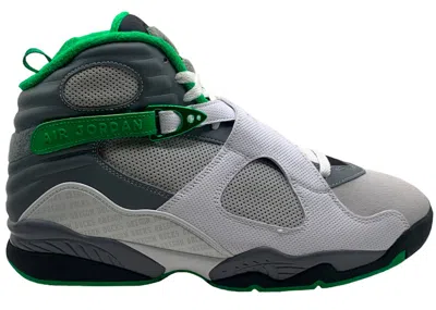JORDAN MEN'S JORDAN 8 RETRO UNIVERSITY OF OREGON PE SNEAKERS IN PURE PLATINUM/WHITE/LUCKY GREEN