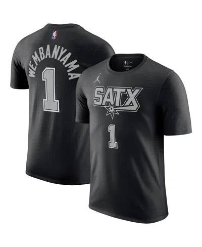 JORDAN MEN'S JORDAN VICTOR WEMBANYAMA BLACK SAN ANTONIO SPURS STATEMENT EDITION NAME AND NUMBER T-SHIRT