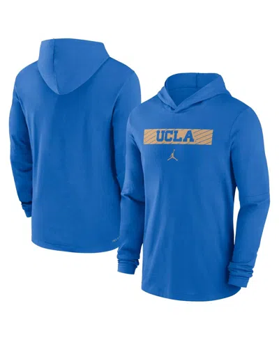 JORDAN MEN'S LIGHT BLUE UCLA BRUINS SIDELINE HOODIE PERFORMANCE LONG SLEEVE T-SHIRT