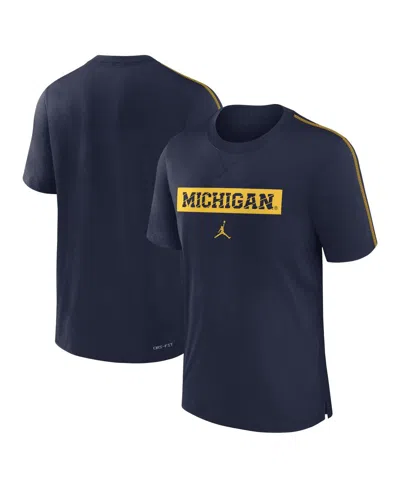 JORDAN MEN'S NAVY MICHIGAN WOLVERINES 2024/25 SIDELINE PLAYER PERFORMANCE TRI-BLEND T-SHIRT