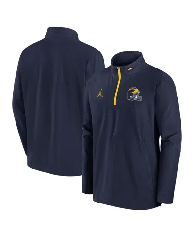 JORDAN MEN'S NAVY MICHIGAN WOLVERINES SIDELINE COACHES QUARTER-ZIP JACKET