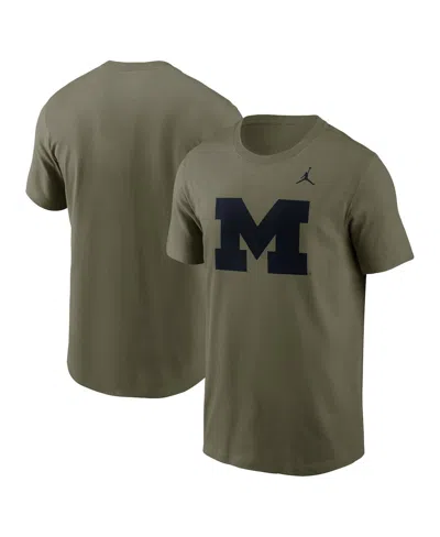 JORDAN MEN'S OLIVE MICHIGAN WOLVERINES 2024 MILITARY APPRECIATION TONAL LOGO PERFORMANCE T-SHIRT