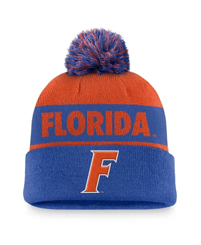 JORDAN MEN'S ORANGE/ROYAL FLORIDA GATORS PRIMETIME PEAK CUFFED KNIT HAT WITH POM