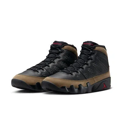 JORDAN MENS AIR JORDAN 9 RETRO_BLACK/TRUE RED-LIGHT OLIVE HV4794-030-SIZE 9.5