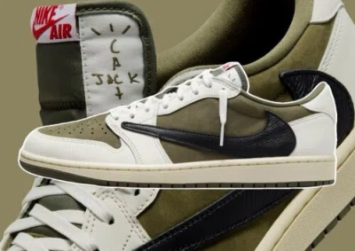 JORDAN TRAVIS SCOTT X AIR JORDAN 1 LOW OG MEDIUM OLIVE/BLACK/SAIL MEN’S 11.5 DM7866-200