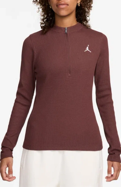 JORDAN JORDAN WAFFLE TEXTURE LONG SLEEVE HALF ZIP TOP