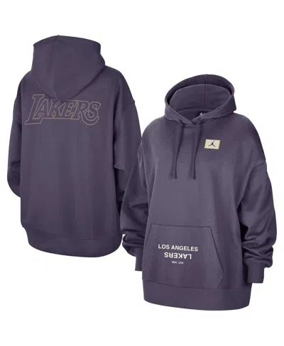JORDAN WOMEN'S PURPLE LOS ANGELES LAKERS COURTSIDE STATEMENT EDITION OVERSIZE PULLOVER HOODIE