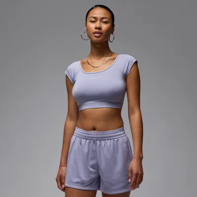 JORDAN WOMEN'S  SPORT SHORT-SLEEVE KNIT CROP TOP