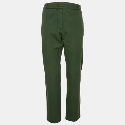 JOSEPH DARK GREEN GABARDINE ZOOM STRAIGHT LEG TROUSERS L
