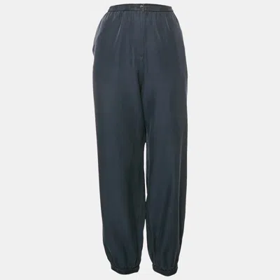 JOSEPH NAVY BLUE COTTON BLEND TROUSERS L