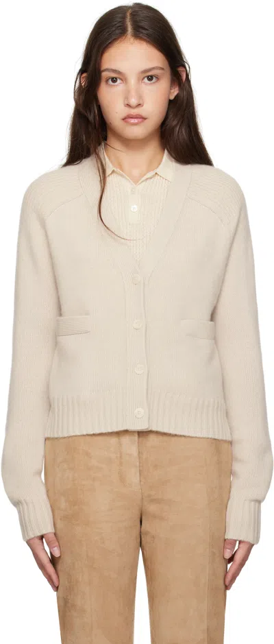 JOSEPH OFF-WHITE OPEN CASHMERE CARDIGAN