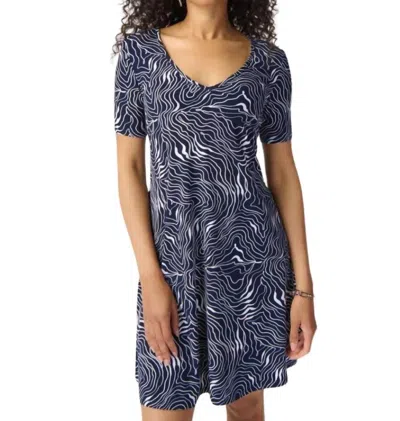 JOSEPH RIBKOFF A-LINE DRESS IN MIDNIGHT BLUE/VAN