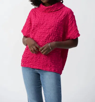 JOSEPH RIBKOFF BUBBLE COWL NECK TOP IN GERANIUM