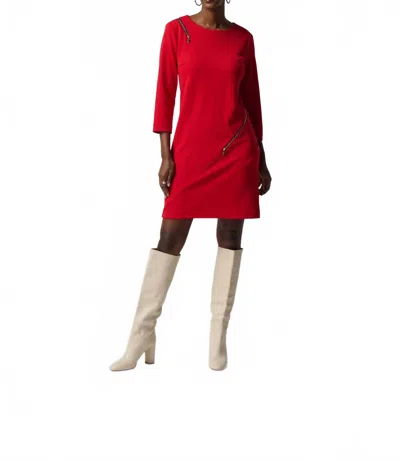 JOSEPH RIBKOFF KNEE LENGTH SHIFT DRESS IN RED