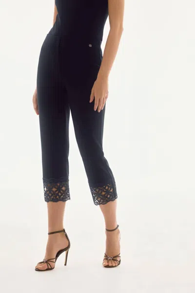 JOSEPH RIBKOFF LACE CUFF CROPPED PANTS IN MIDNIGHT BLUE