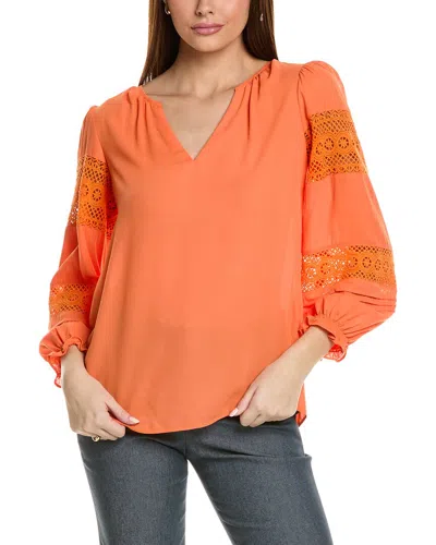 JOSEPH RIBKOFF LACE INSERT BLOUSE