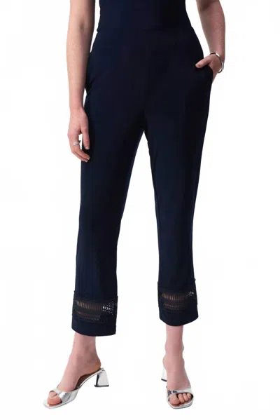 JOSEPH RIBKOFF LACE TRIM CROPPED PANTS IN MIDNIGHT BLUE