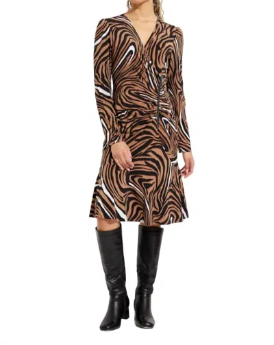 JOSEPH RIBKOFF SIDE ZIP DRESS IN BLACK/MULTI