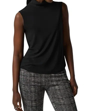JOSEPH RIBKOFF SLEEVELESS KNIT MOCKNECK TOP IN BLACK