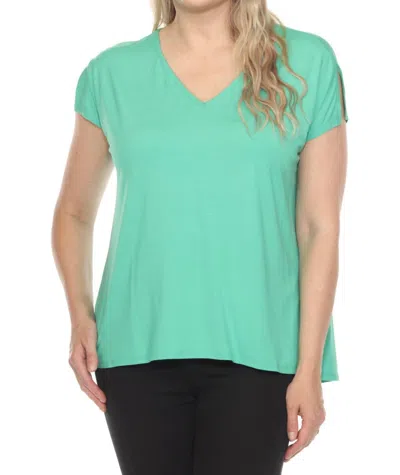 JOSEPH RIBKOFF V-NECK SPLIT SLEEVE LOOSE FIT TOP IN GARDEN GREEN