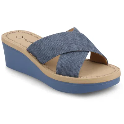 JOURNEE COLLECTION JOURNEE WOMEN'S BIARA PLATFORM WEDGE SANDALS