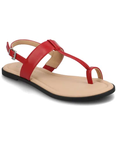 JOURNEE COLLECTION WOMEN'S GERRA T STRAP TOE RING FLAT SANDALS