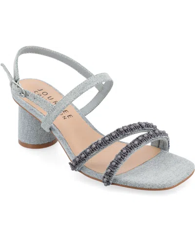 JOURNEE COLLECTION WOMEN'S LORNNAH BEADED STRAP HEELED SANDALS