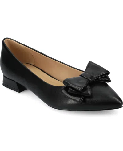 JOURNEE COLLECTION WOMEN'S OPHELIA BOW LOW BLOCK HEEL DRESS FLATS