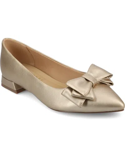 JOURNEE COLLECTION WOMEN'S OPHELIA BOW LOW BLOCK HEEL DRESS FLATS